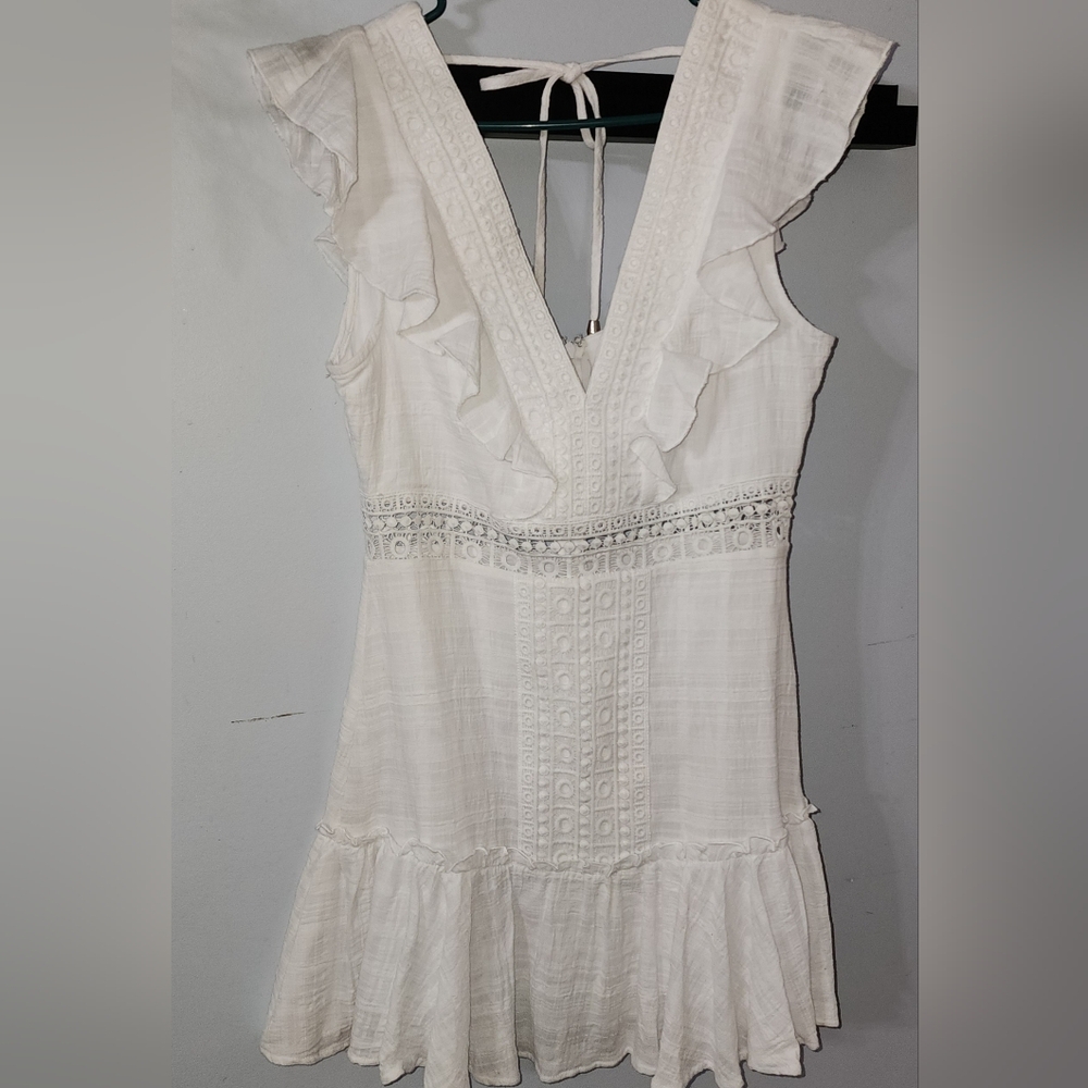 Francesca's Collections White Backless Ruffle Dress